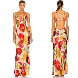 Cult Gaia red floral Dari gown